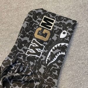 Bape Black and Gray Zip Up Sweater with Camouflage Design